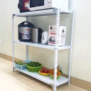 Kệ sắt v lỗ 3 tầng dài 80cm rộng 30cm cao 100cm TRẮNG, XÁM GHI