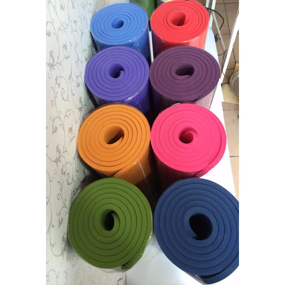 Thảm tập yoga đúc 1 lớp dày 8mm TPE siêu cao cấp tặng túi 49k(khách chọn màu)