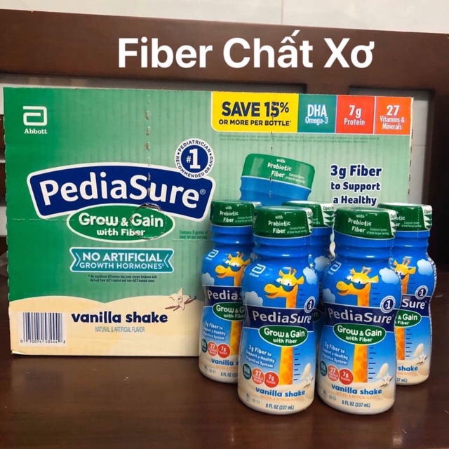 ❤️ [Date 2022]Thùng 24 chai Sữa Pediasure nước Vani, Dâu, Fiber chất xơ 237ml Mỹ