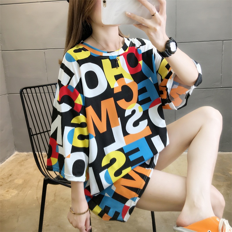 Áo thun tay lỡ dáng rộng phong cách Hàn Quốc 2021 cho nữ