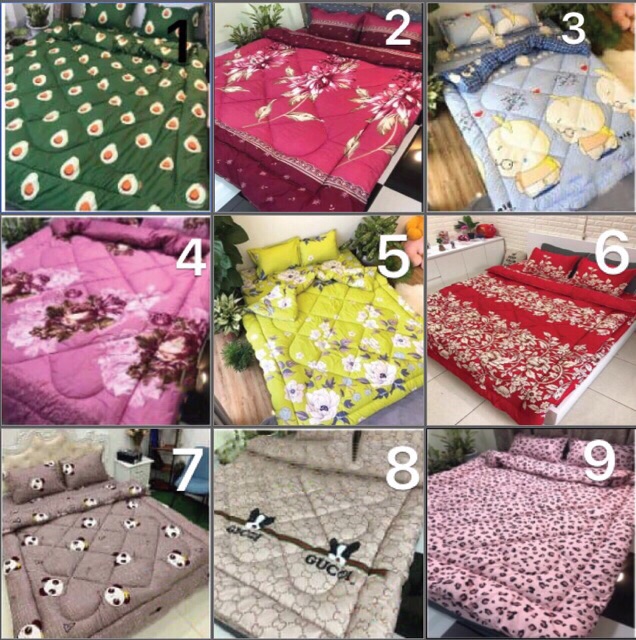 [GIÁ HỦY DIỆT] Trọn bộ 5 món ga gối chăn phao poly cotton có ruột bông dày  loại 1 ( nhắn chọn mẫu ) | BigBuy360 - bigbuy360.vn