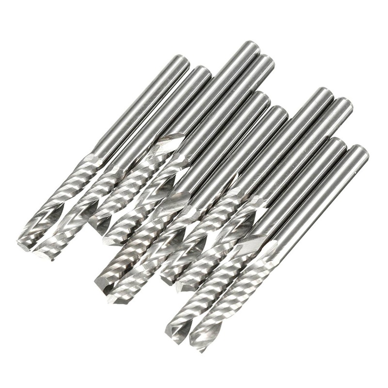 Set 10 Mũi Khoan Xoắn Ốc 3 175mm CNC Dành Cho Máy Phay Khắc