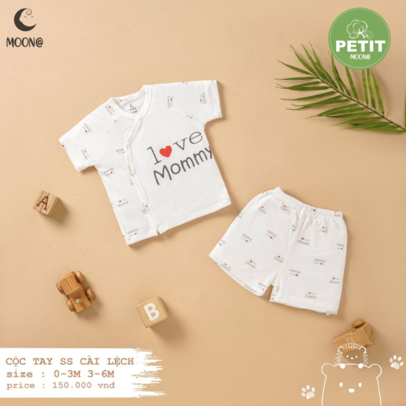 Moon - Bộ cộc cài chéo, cài giữa vải petit xinh yêu cho bé 3-9kg
