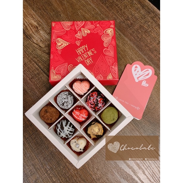 Socola valentine set hộp 9 viên mix