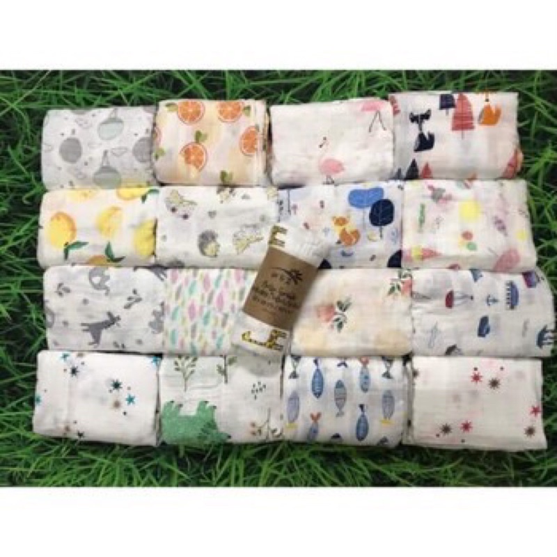 (Hàng đẹp) Khăn tắm bé, khăn quấn sợi tre Muslin Swaddle cotton 100% Organic siêu mềm mịn, thấm hút cho bé kt 120*120