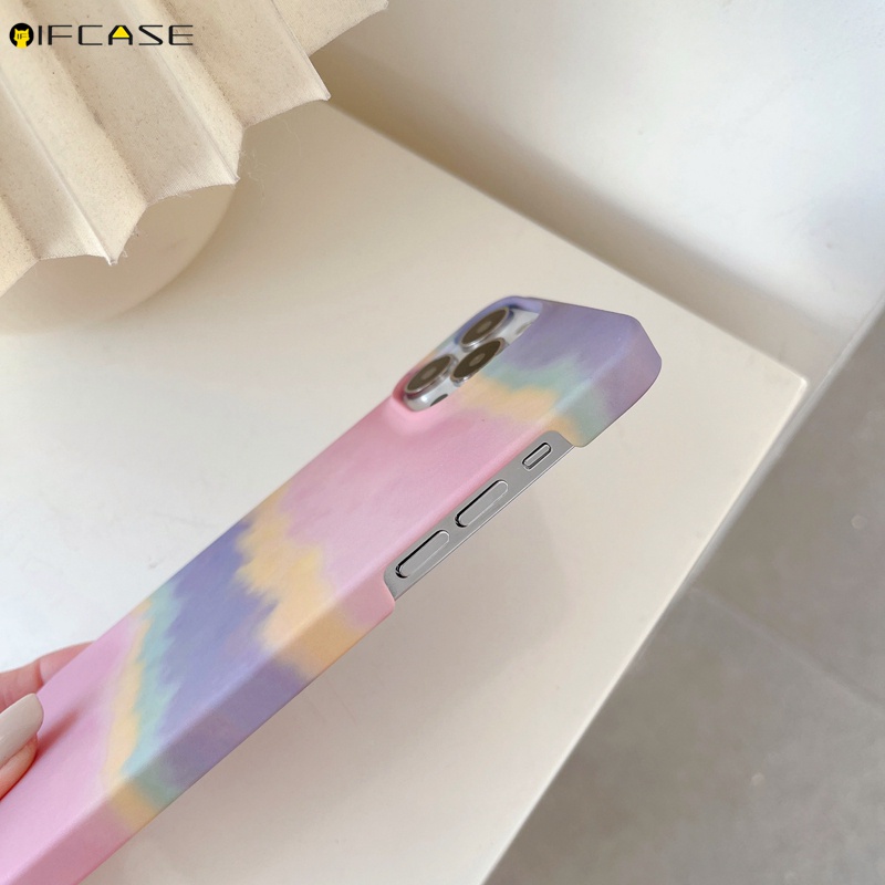 Ốp Điện Thoại Cứng Màu Gradient Họa Tiết Cầu Vồng Cho iPhone 13 12 12 11 Pro Max XS Max XR X 7 8 Plus