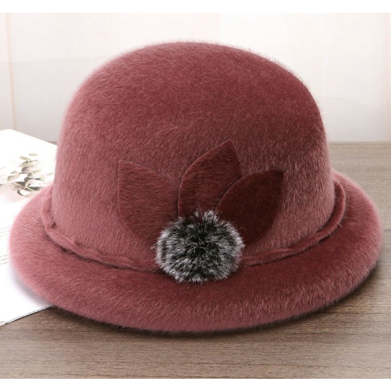 Mũ len lông thỏ màu trơn dễ phối đồ thời trang thu đông cho nữ Lh0917399527