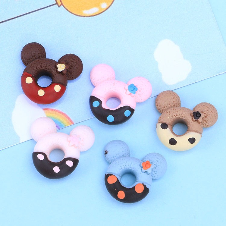 Charm (C267) slime/ Dụng Cụ Charm Trang Trí  [Ko Keo &amp; Nút]  Hình Hoạ Tiết Bánh Donut Truyền Thống &amp; Mickey