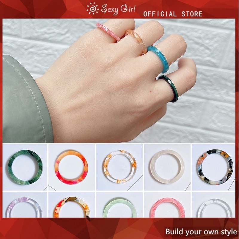 Nhẫn Nhựa Acrylic Acetate Đơn Giản Không Phai Màu Trong Suốt Cá Tính Quyến Rũ Dành Cho Nữ