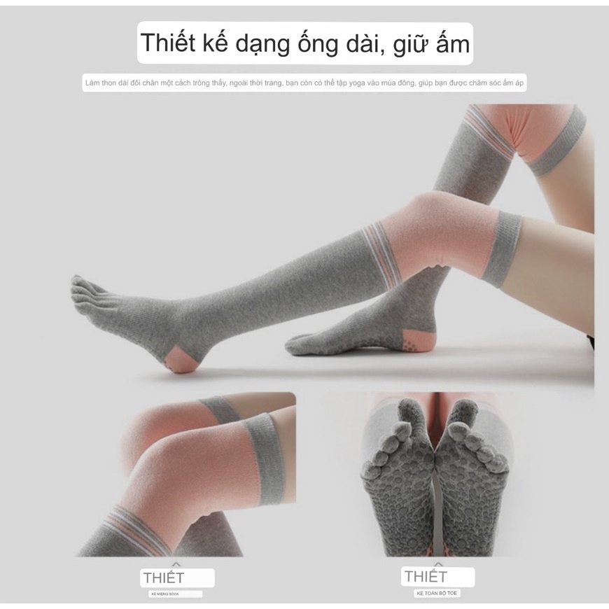 Tất Tập Yoga Dài ,Vớ Tập Yoga Dài Qua Gối Năm Ngón  Chống Trơn Trượt Dùng Cho Tập Thể Thao/Yoga/Thể Thao/Nhảy Múa/Tập Yo