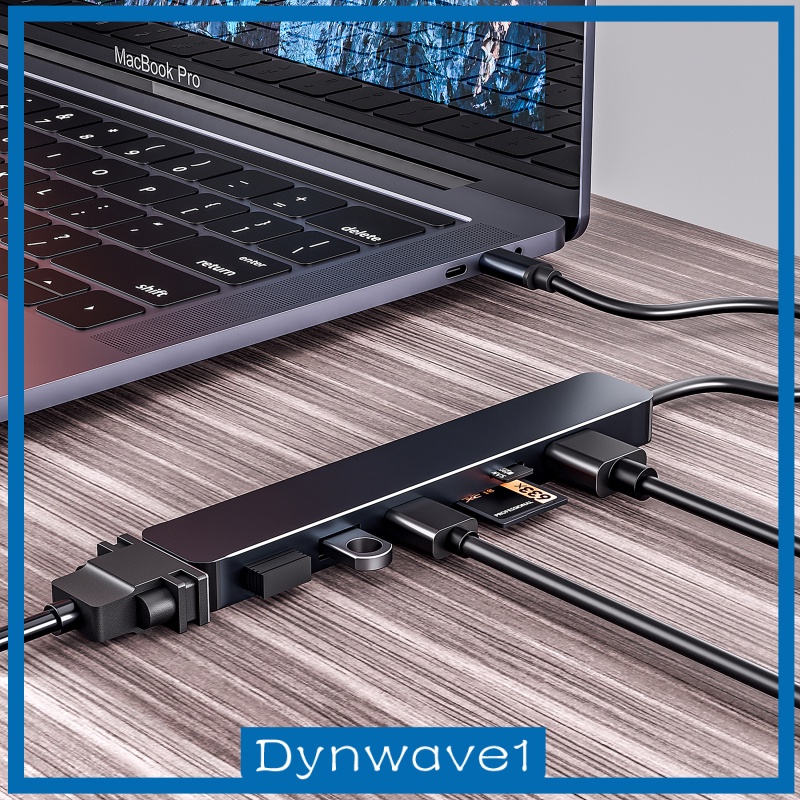 [DYNWAVE1] Aluminum 7 in 1 USB 3.0 C to HDMI 4K Hub Multiport Adapter Dongle