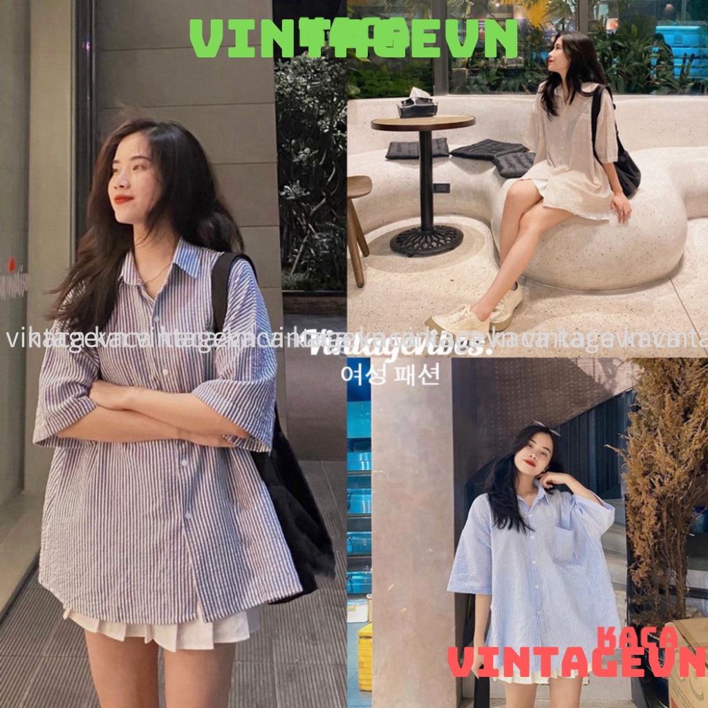 🚛[FREESHIP] Áo sơ mi Hàn Quốc dáng rộng kẻ sọc nhiều màu Ulzzang (hàng QC) - Ảnh thật 1000% kaca vintagevn