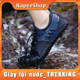 Giày phượt, lội nước, tập GYM, YOGA, đế cao su đàn hồi,TREKKING, thể thao, leo núi, thoáng khí, thoát nước _Xanh