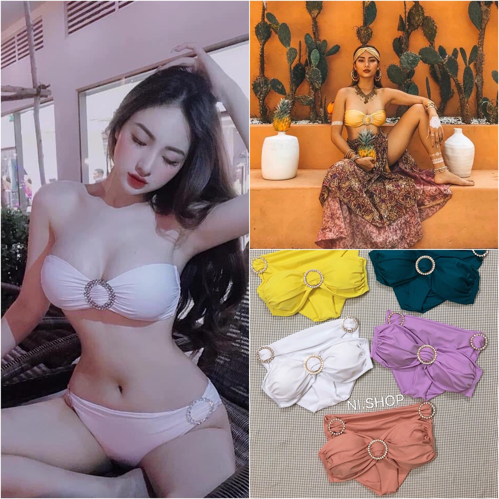 Bikini 2 mảnh cup ngực khoen đ,á tròn sang chảnh, hàng thiết kế cao cấp