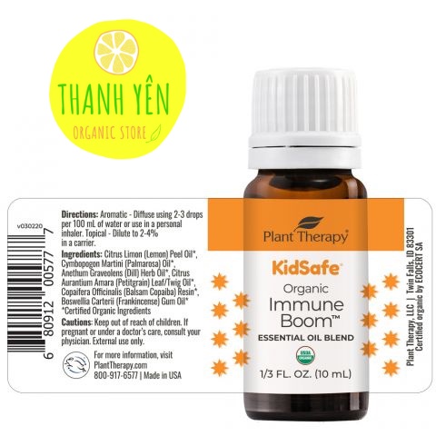 Tinh Dầu Hỗ Trợ Đề Kháng Hữu Cơ Cho Bé Plant Therapy - Organic Immune Boom 10ml