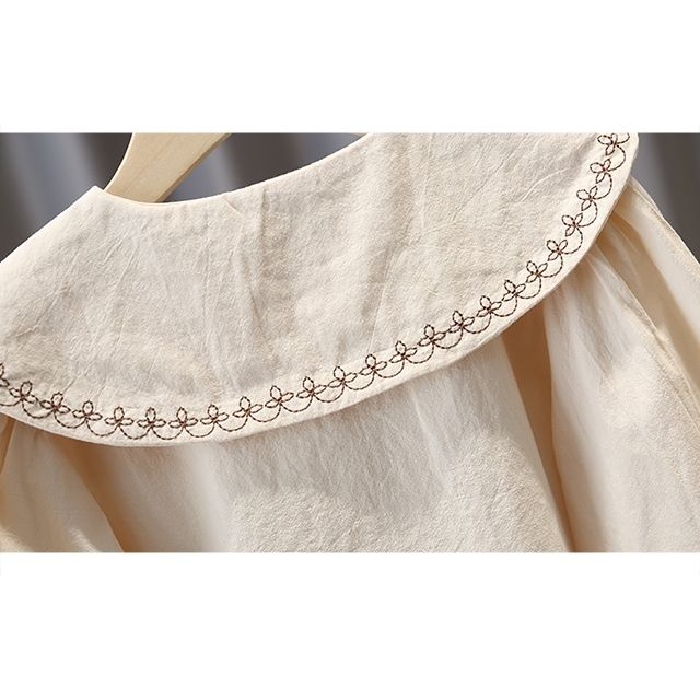 Áo Sơ Mi Tay Dài Cổ Búp Bê Thêu Họa Tiết Màu Sắc Thời Trang Xuân Thu Xinh Xắn Cho Bé Gái