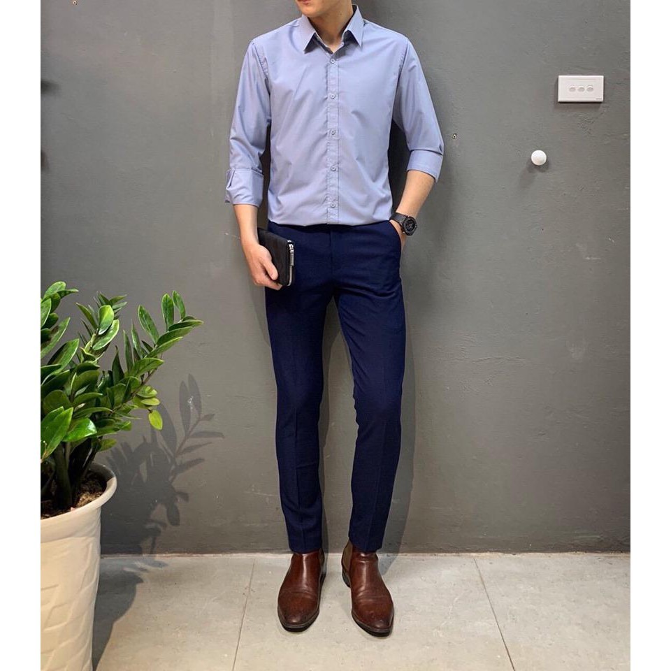 Combo Quần Âu Nam Ikemen Màu Đen, Áo Sơ Mi Nam Trắng Dài Tay Dáng Ôm Body | BigBuy360 - bigbuy360.vn