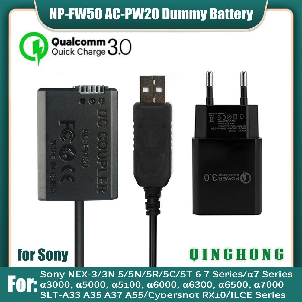 Pin Sạc Np-Fw50 Ac-Pw20 Dc Cho Sony Nex 3 5 6 7 Series C3 F3 Slt-A33 A35 A37 A55 Rx10 Iii Iv Ilces-72 Ilm