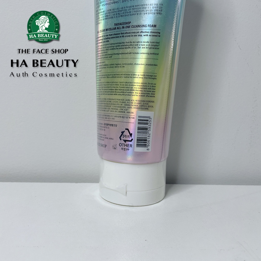 Sữa rửa mặt làm sạch đa năng sạch sâu dịu nhẹ The Face Shop all clear micellar cleansing foam 150ml