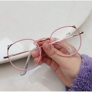 Kính mắt 0 độ gọng kính tròn tai mèo chống ánh sáng xanh chống cận thị