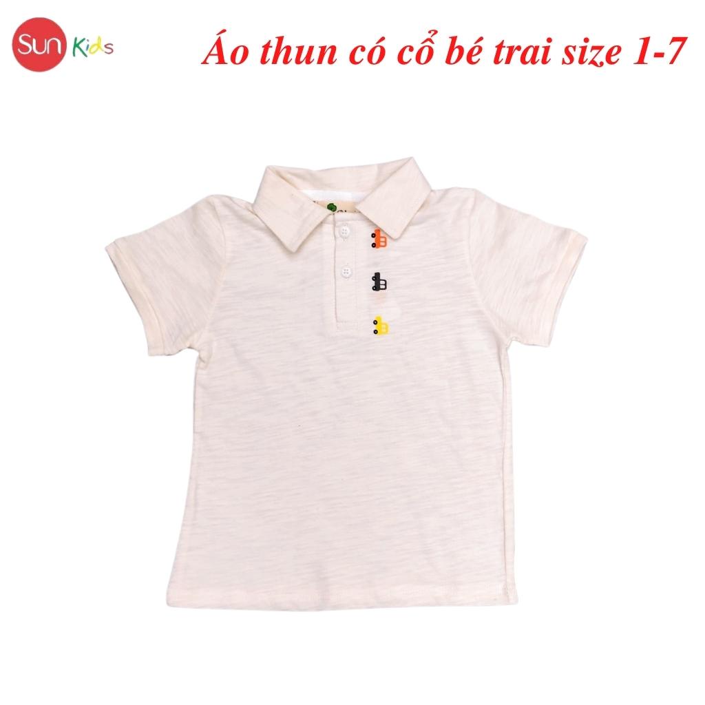 Áo thun bé trai, áo phông bé trai có cổ, size 1-7 tuổi, chất cotton mềm mát - SUNKIDS