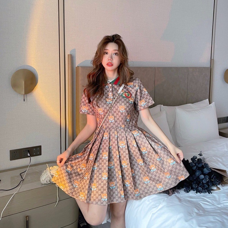 Đầm polo , đầm dáng xòe thời trang cao cấp Gucci GG G