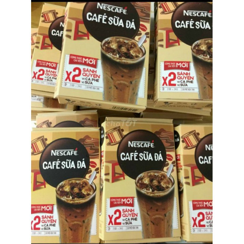 Cafe Sữa Đá Nescafe Công Thức Mới X2 Sánh Quyện vị Cà Phê vị Sữa - Dây / Hộp 40g 10 gói