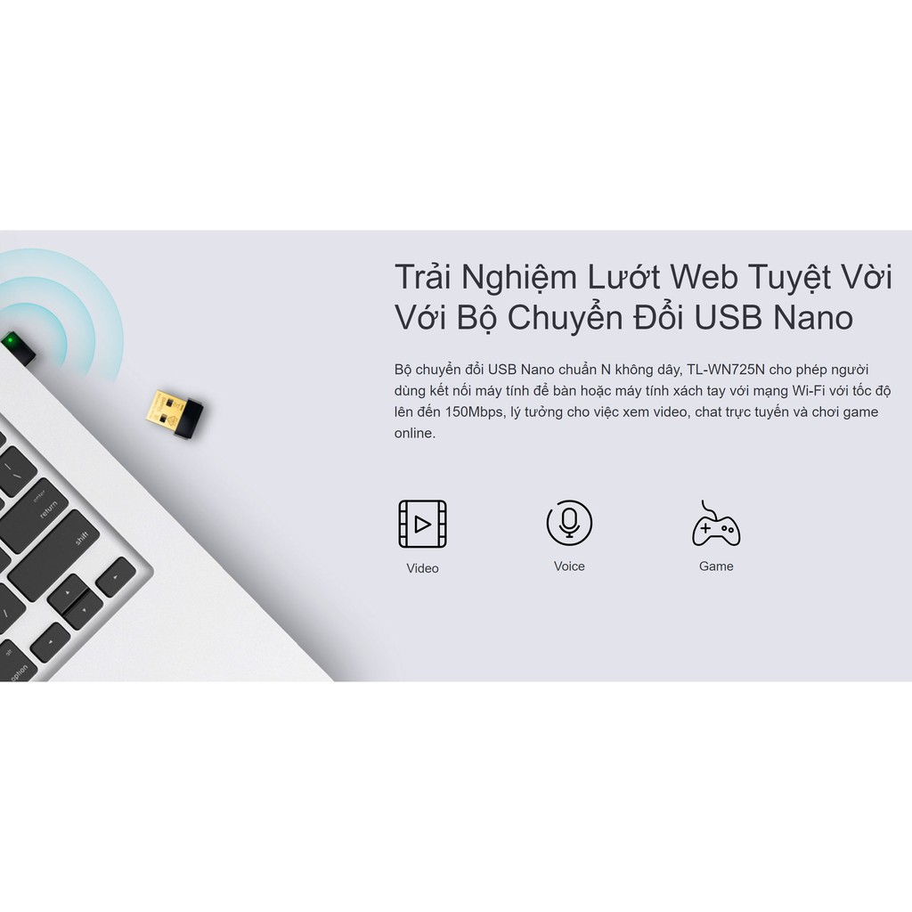 USB Wifi TP-Link TLWN725N-Chuẩn N Tốc Độ 150Mbps - Hàng Chính Hãng