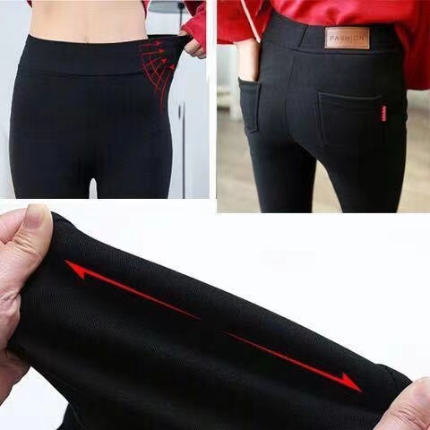 Quần legging XINLANYASHE ôm dáng co giãn màu đen cỡ lớn cho nữ