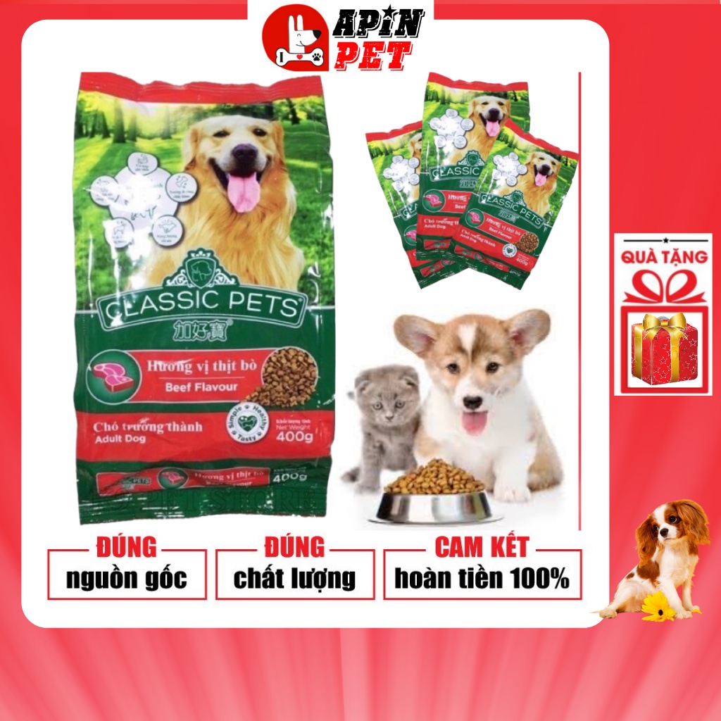 Thức Ăn Hạt Cho Chó Lớn Vị Bò Classic Pet Nhập Khẩu Chính Hãng Thái Lan Gói 400g-Shop ApinPet