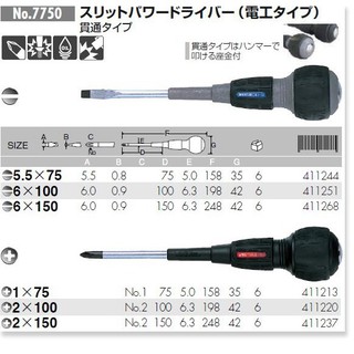 Tô vít đóng Anex No.7750 +2x150 (Japan)