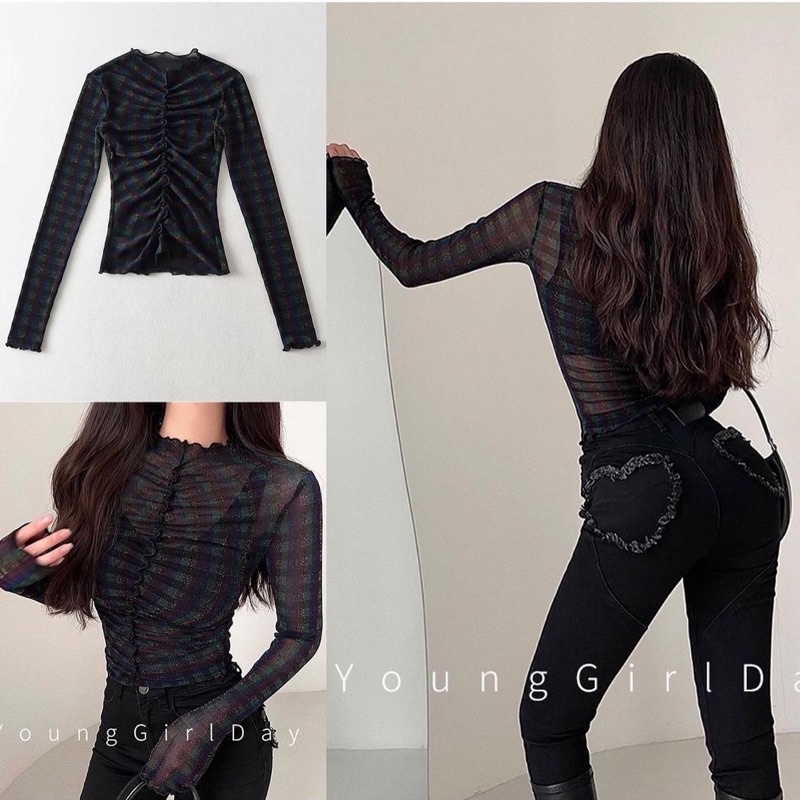 Order 15 ngày- Áo voan lưới tay dài #1279