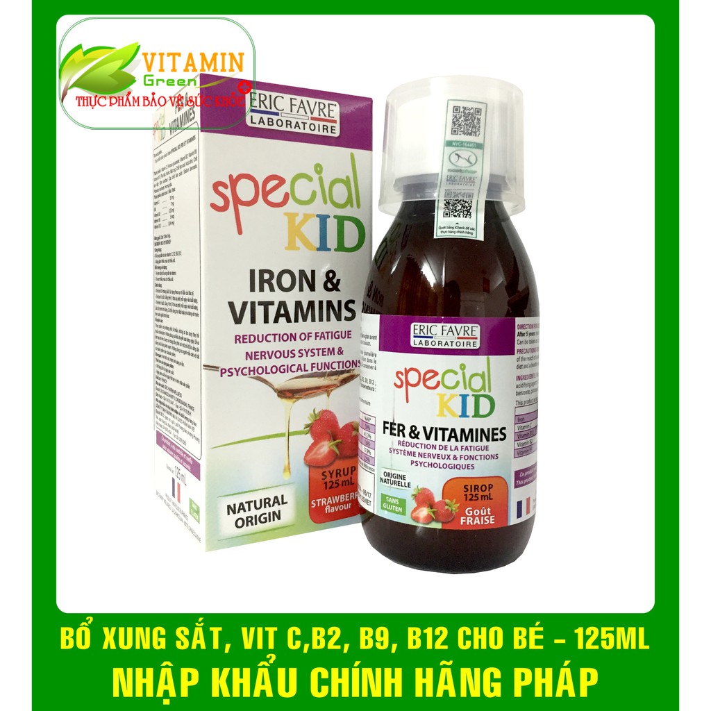 SPECIAL KID FER &amp; VITAMINES BỔ XUNG SẮT, VITAMIN CHO BÉ 125ml | NHẬP KHẨU CHÍNH HÃNG PHÁP