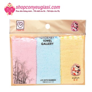 Set 3 Khăn Mặt Sợi Tre Unobaby 25*25
