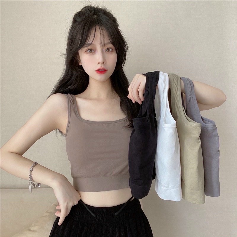 Áo Bra Cotton Cổ Vuông Dáng Lừng Basic 1809