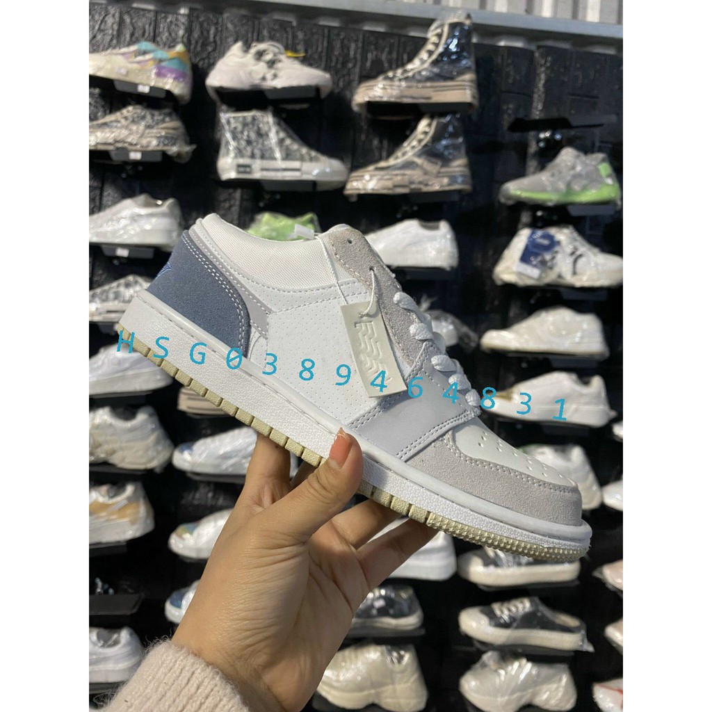 Giày thể thao J 1 đen trắng cổ thấp, Giày sneaker nam nữ siêu hot dễ phối đồ - Hàng chuẩn Full Box Bill