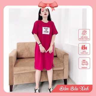 Đầm Suông Dáng Dài Walk Of Fame Váy Bầu Phông Chất Thun Cotton Co Dãn - Tirahouse