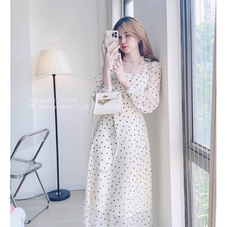 Váy chấm bi 2 lớp dáng dài ( ảnh shop chụp)