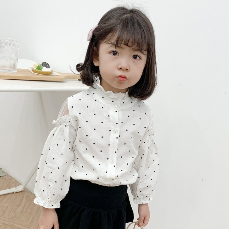 Áo Khoác Cardigan Tay Dài Chấm Bi Thời Trang Cho Bé 1-6 Tuổi