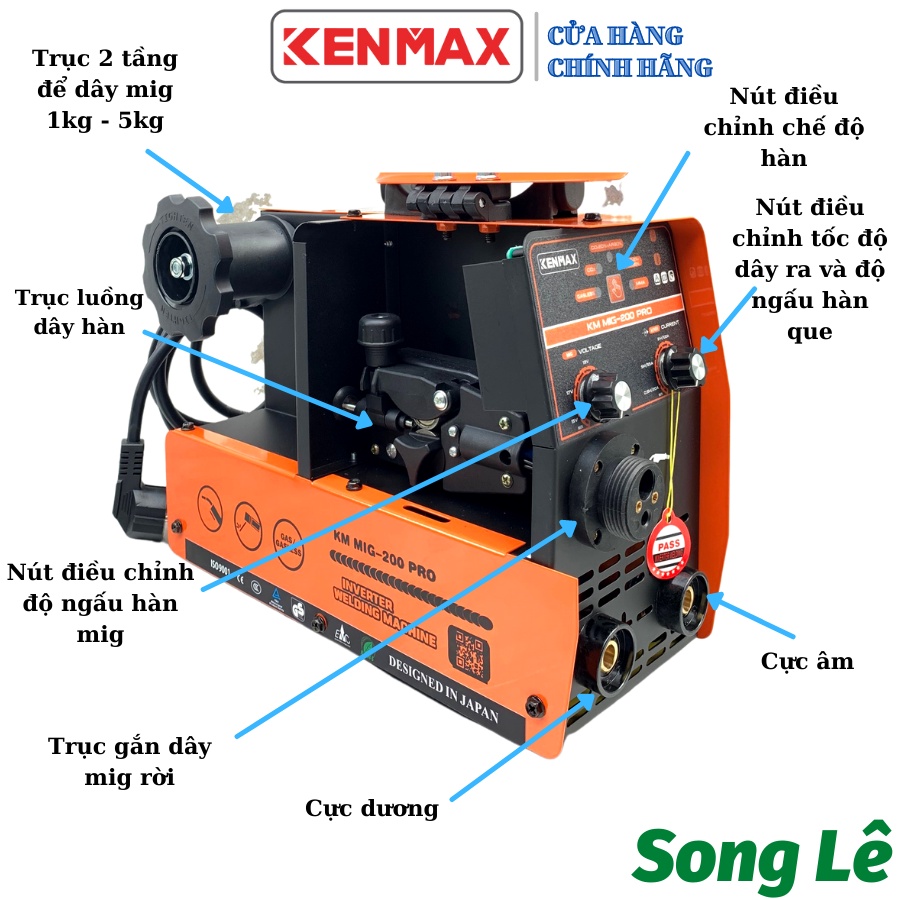 [TẶNG FULL PHỤ KIỆN] Máy hàn Mig Không dùng khí KENMAX - SASUKE MIG 200 PRO - DÂY MIG RỜI 3M - CUỘN DÂY 1KG - 5KG