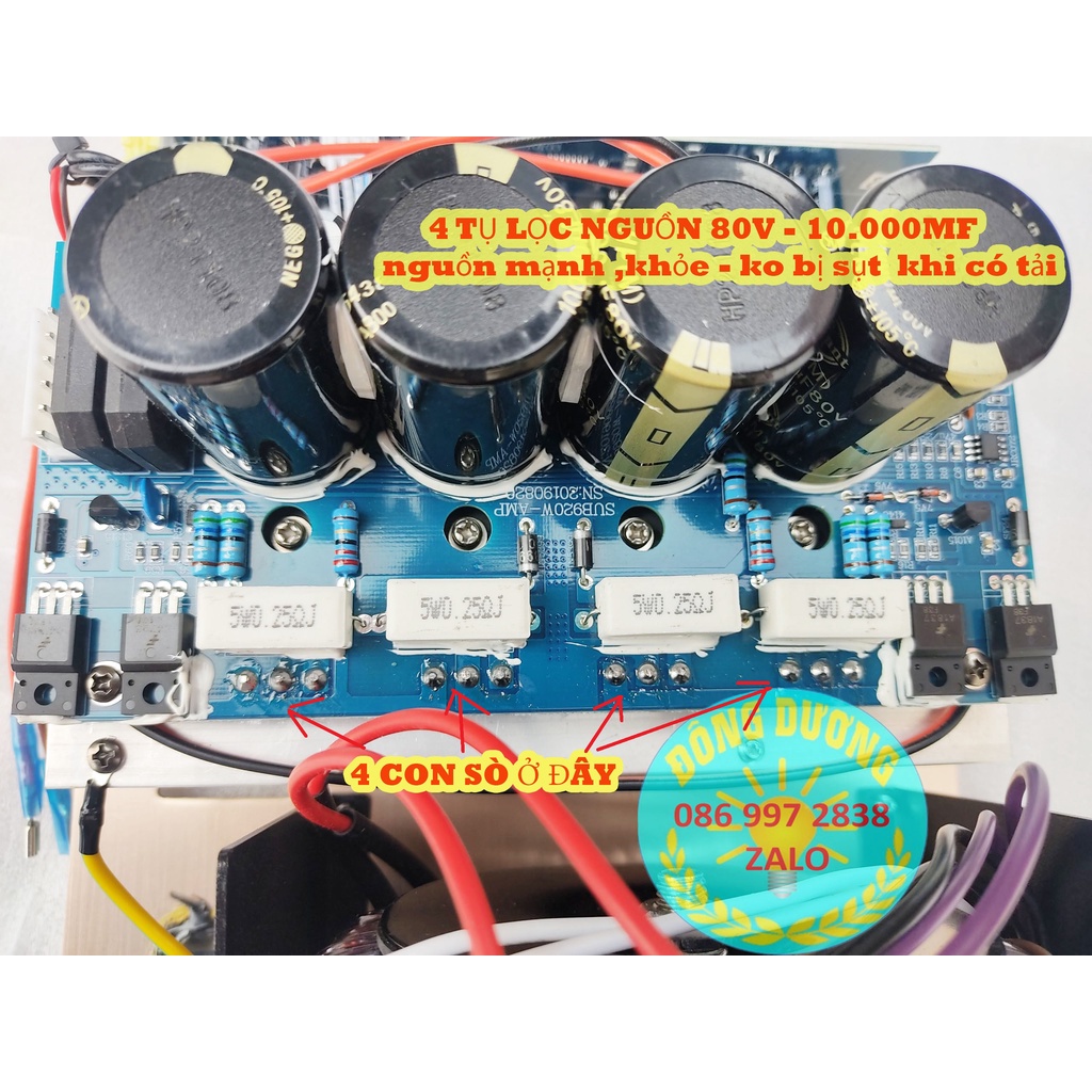 MẠCH SUB ĐIỆN -LOA - LOẠI 4 SÒ CÓ QUẠT TẢN NHIỆT - KÍCH THƯỚC 20X26CM