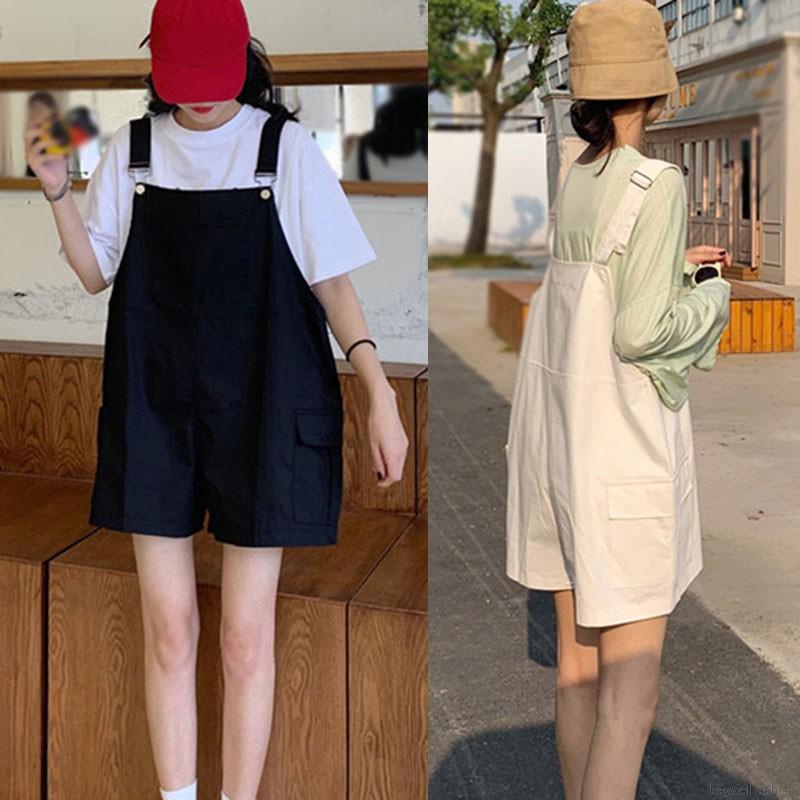 [Baywellfashion]Quần Yếm Ngắn Dáng Rộng Màu Trơn Thời Trang Mùa Hè Cho Giới Trẻ | BigBuy360 - bigbuy360.vn