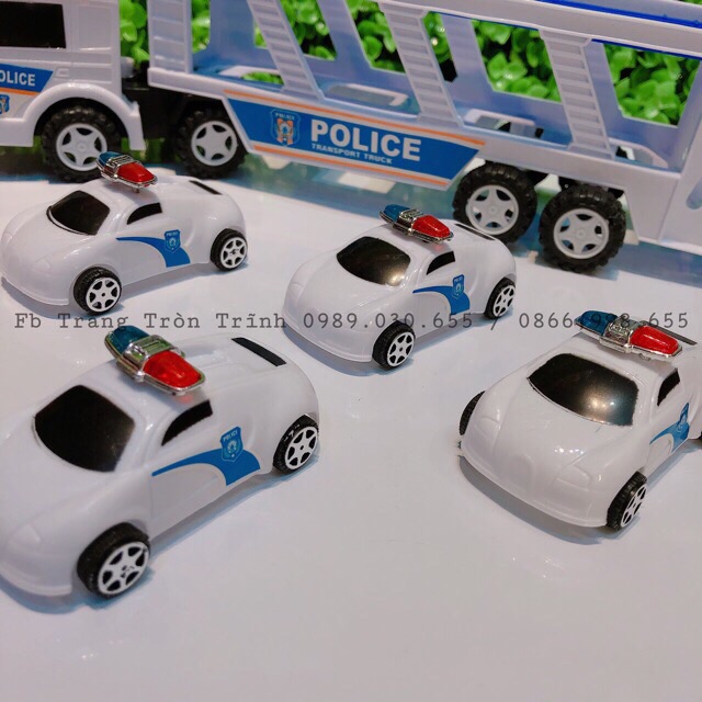 Xe tải police chở 5 xe mini loại to cho bé ( ảnh&clip thật )