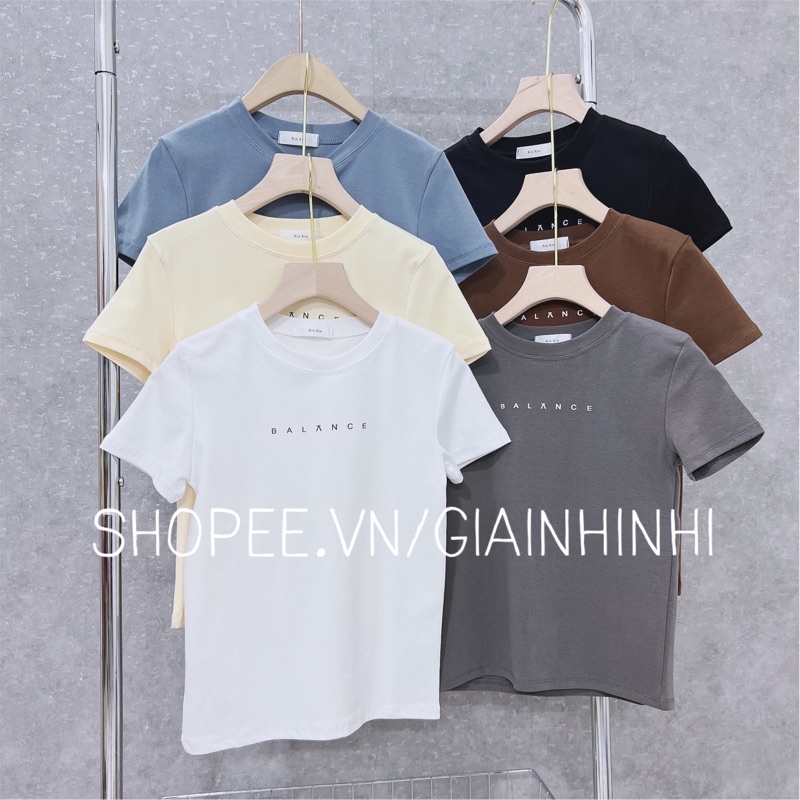 Áo Thun Dáng Ôm Cổ Tròn Xin Xin In Chữ, Áo Phông Basic Ngắn Tay Co Giãn Xx8133 - Nhinhishop