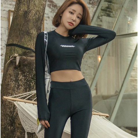 [Có sẵn] Đồ Bơi Nữ Dài Tay - Nữ Đen Váy Phối Quần Dài | BigBuy360 - bigbuy360.vn