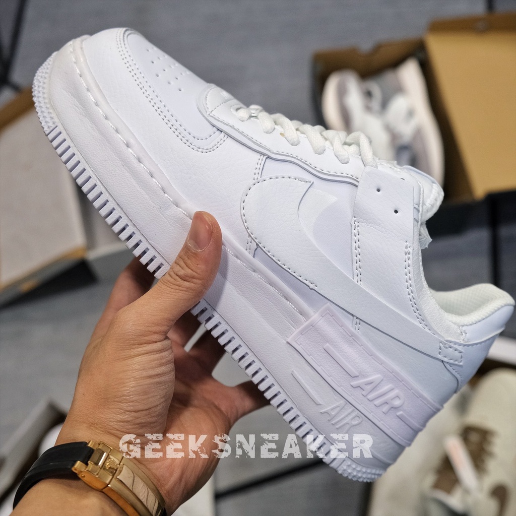 [GeekSneaker] Giày Sneaker cổ thấp -  Air Force 1 Shadow Triple White