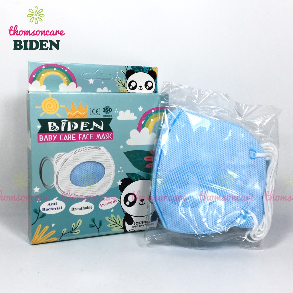 Khẩu trang cho bé - lọc bụi, kháng khuẩn, hộp 10 chiếc kt y tế một lần Biden cho trẻ từ 1 tuổi, mẫu giáo