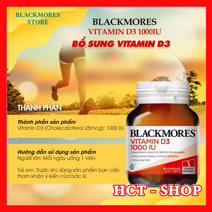Viên uống bổ sung vitamin d3 Blackmores vitamin D3 1000IU 60 Viên/Lọ - Giúp hấp thu Canxi
