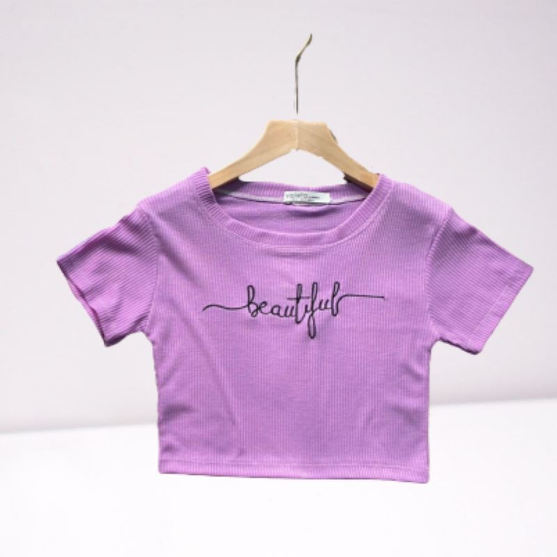 [Mã FAMAYWA giảm 10K đơn 50K] Áo Croptop thêu beautyful | BigBuy360 - bigbuy360.vn