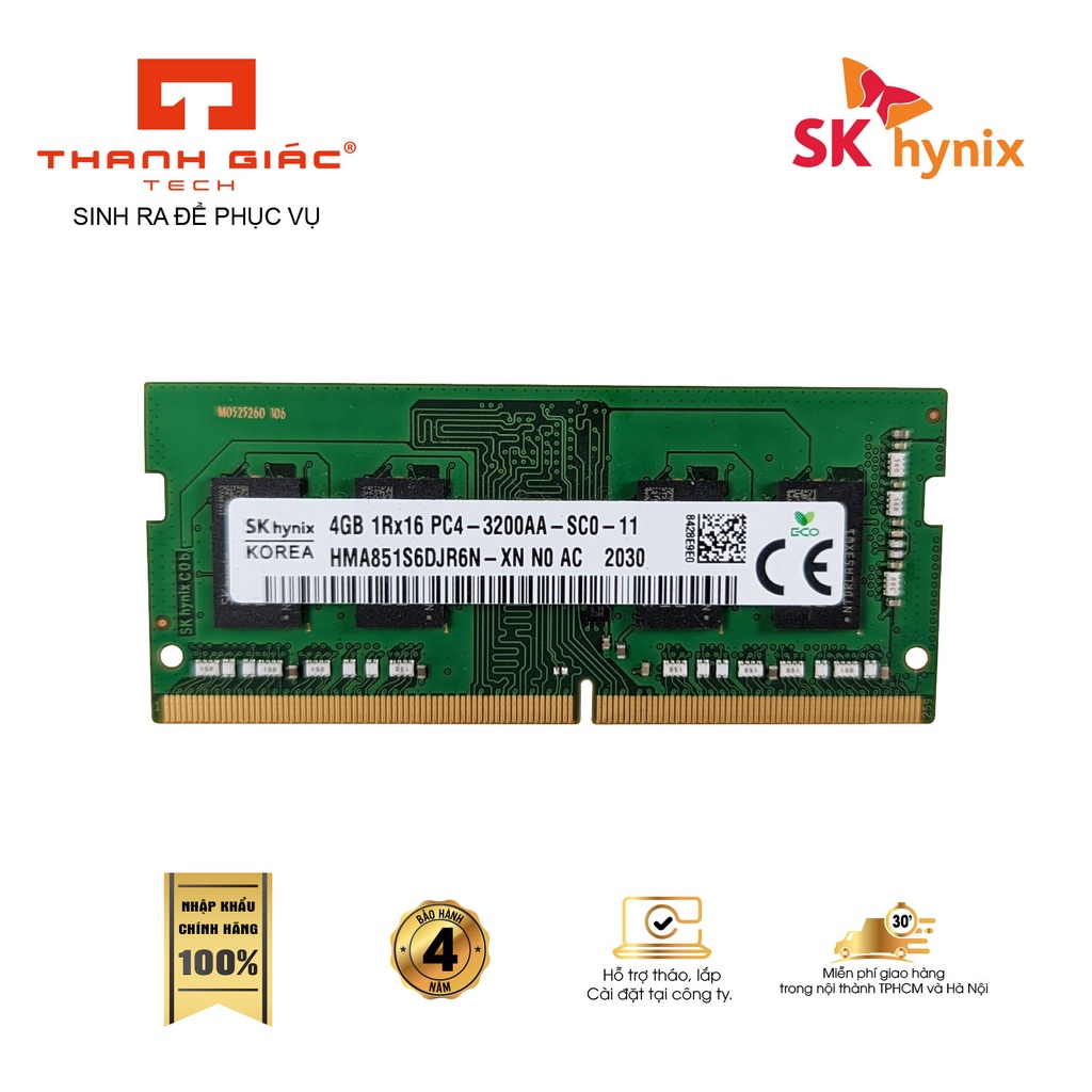 Ram Laptop Sk hynix DDR4 4GB Bus 3200-Chính hãng mới 100%,Bảo hành 48 tháng 1 đổi 1
